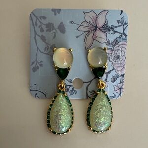 Elegant Gold and Green Drop Earrings